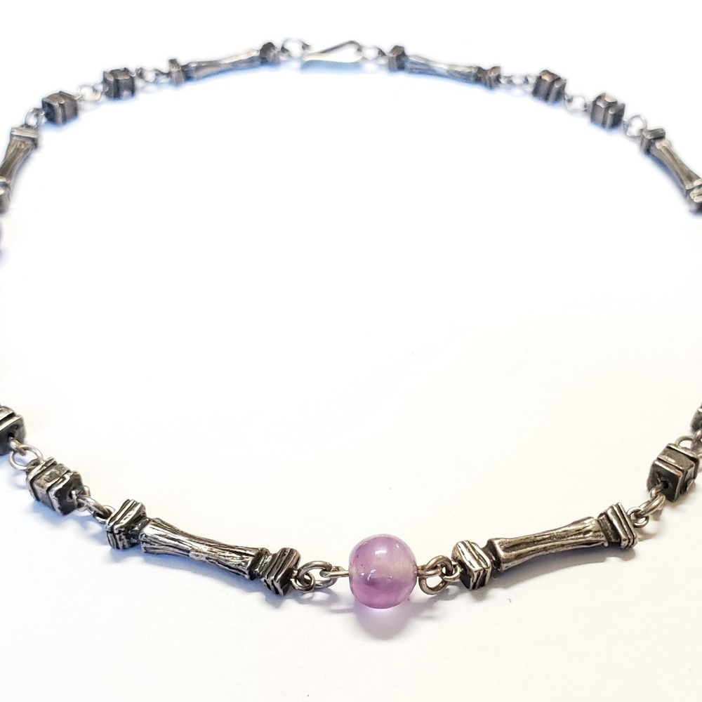 Sterling Amethyst Necklace Heavy Collar Necklace I